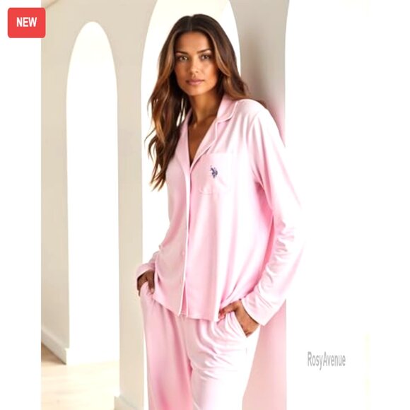 Women's Long Sleeve Button-Up Pajama Set with Pants, Soft Lounge Wear - Picture 4 of 8